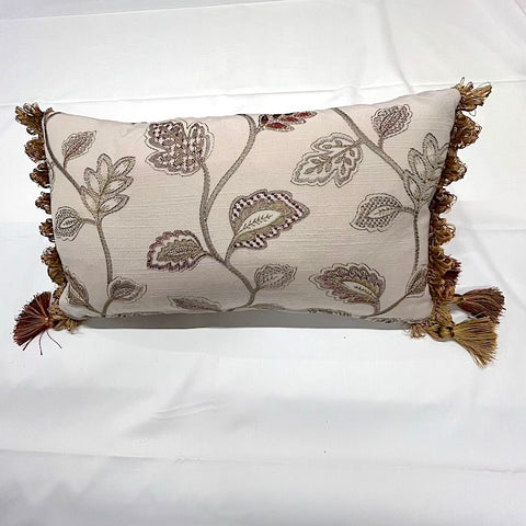 Terracotta / Natural Embroidered Cushion.