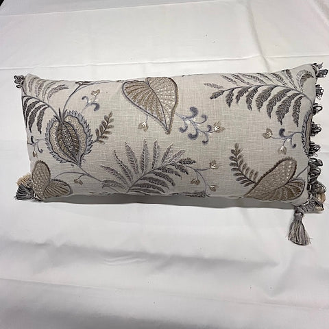 Grey / Natural Embroidered Cushion.