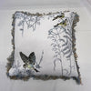Aqua Bullfinch Embroidered Cushion.