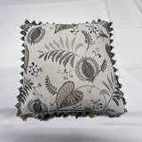 Grey / Natural Embroidered Cushion