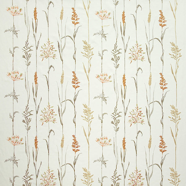Field Grasses Coral Embroidered